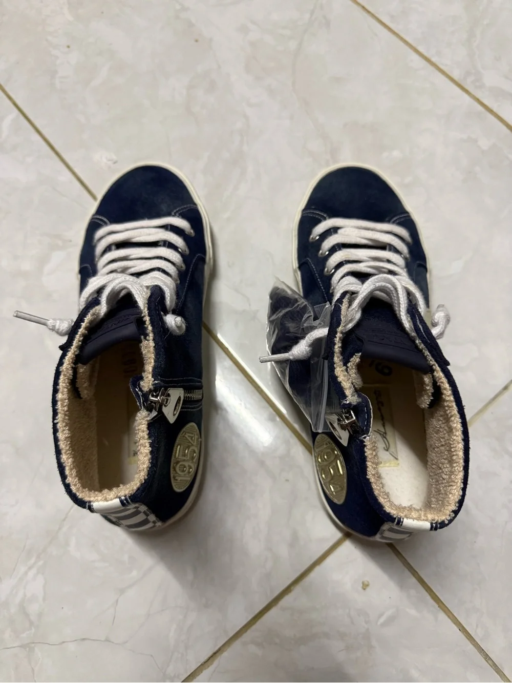 NEW Vintage Havana VH EST 1954 Navy Suede Gold Star High Top Sneakers Size 9